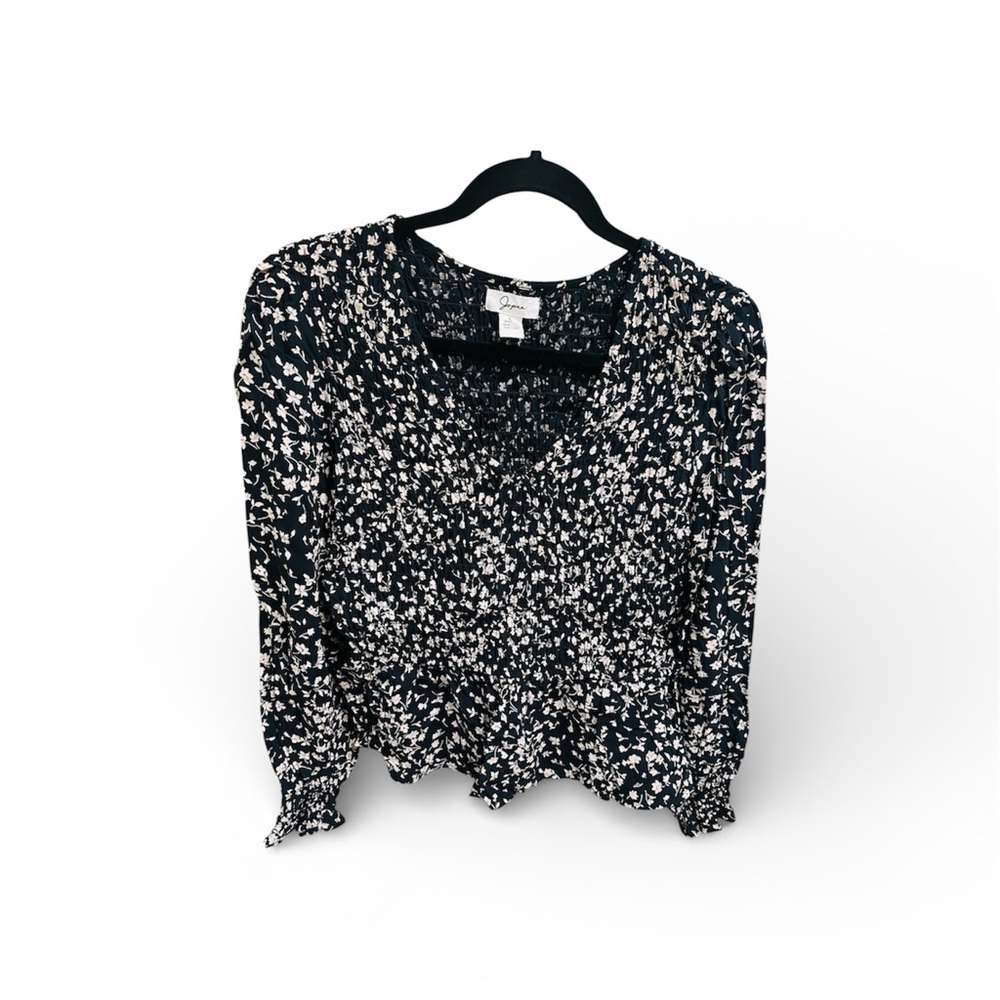 Japna Black and Tan Patterned Blouse
